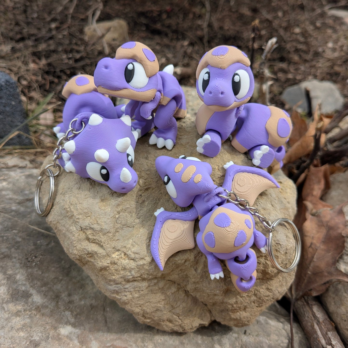 Dino Keychain (Purple)