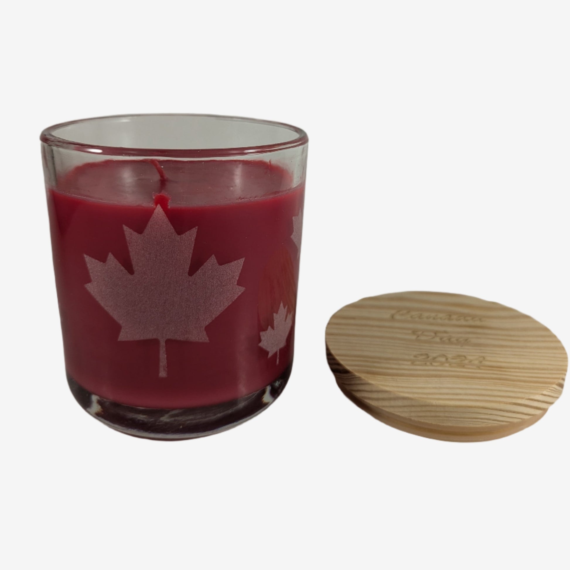 14 oz. soy candle in a glass holder with custom laser-engraved design, adding decorative flair and personalization to any space.